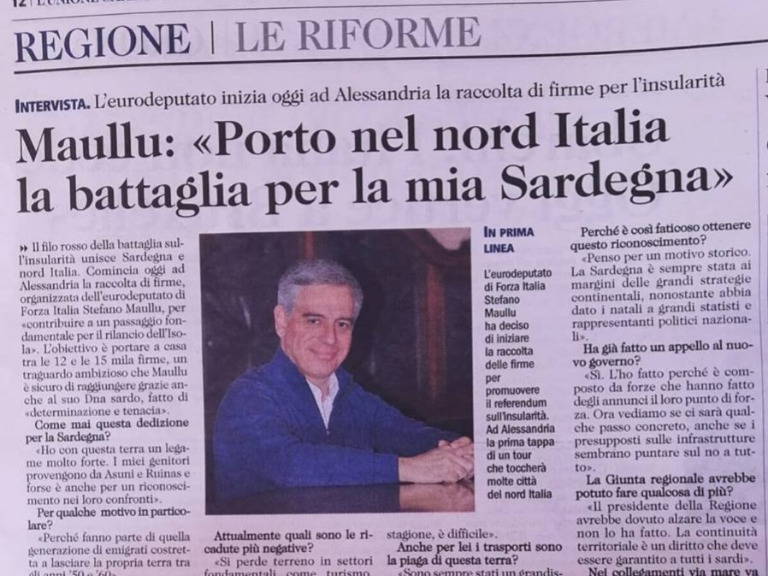 Insularità, una battaglia di giustizia e civiltà per la Sardegna e per i Sardi